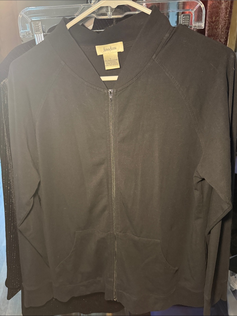 Neiman Marcus Black Women’s Zip-Up Knit Jacket